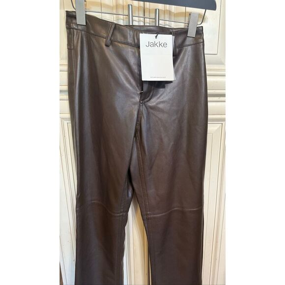 Jakke Women's High Rise Faux Leather Cindy Trousers Chocolate Small NWT - Picture 4 of 11